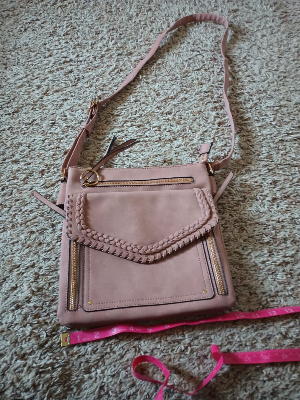 Crossbody bag in faux nubuck/suede